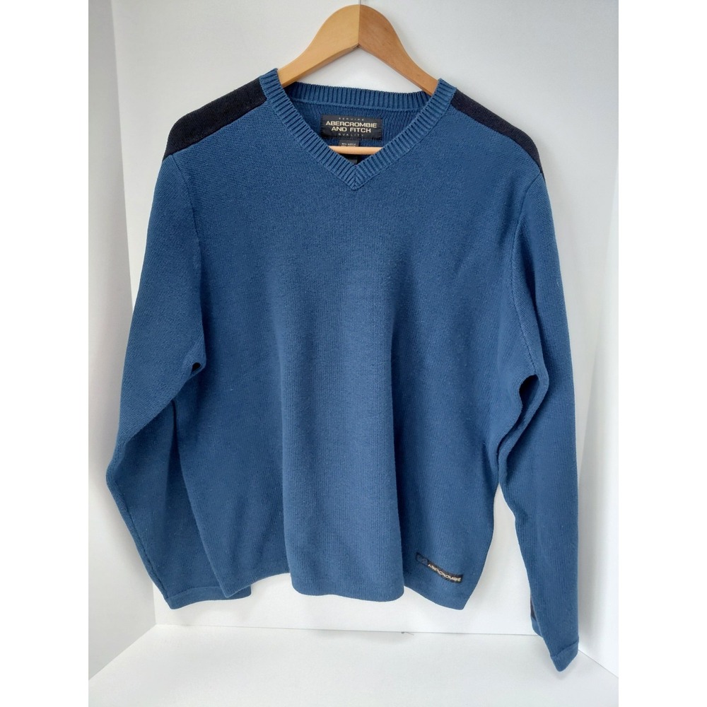 Vintage Abercrombie &‎ Fitch Sweater Mens Size XL Blue V-neck 90s Y2K Knit 92